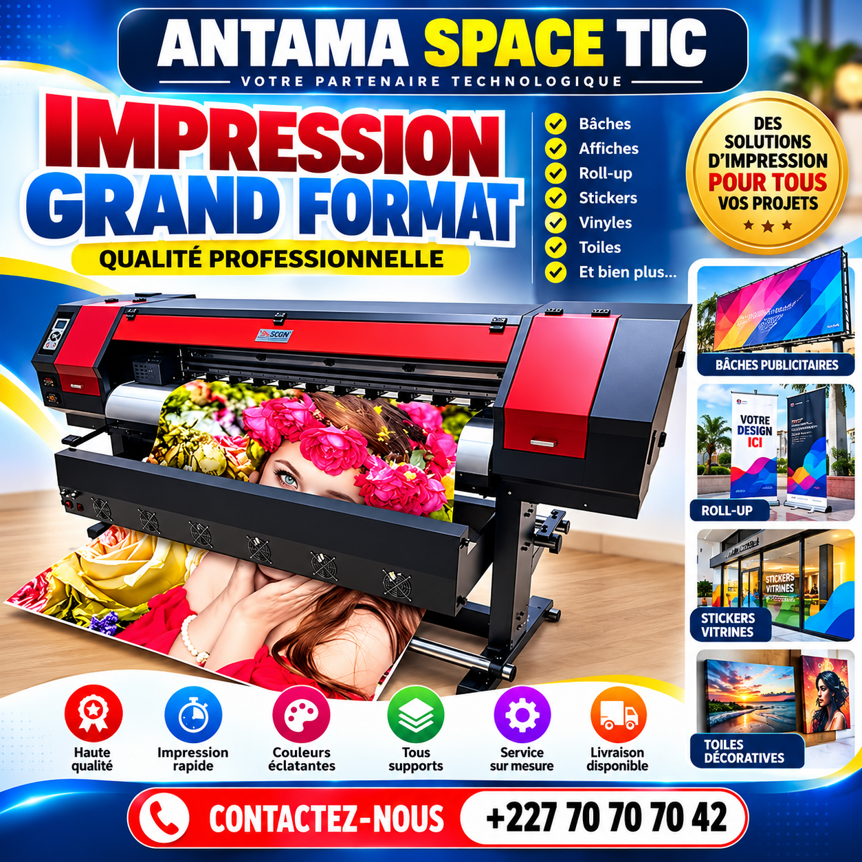 Imprimante grand format et supports imprimés