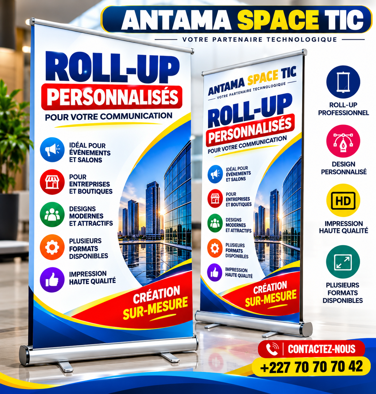 Supports roll-up personnalisés